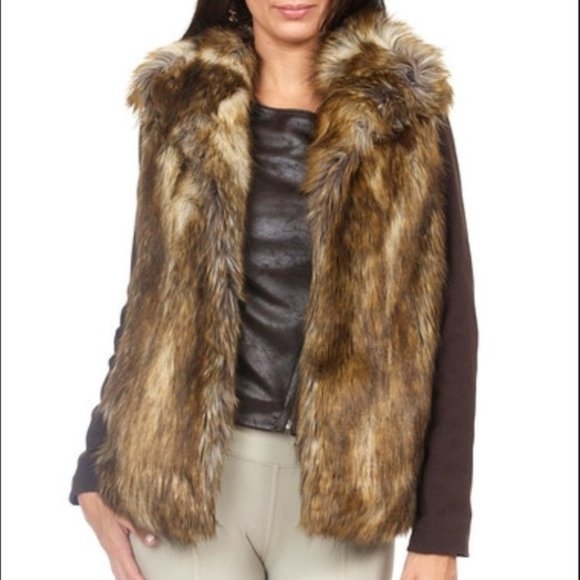 Safari by Imposters Brown Faux Fur Vest - S Oversized Soft Luxurious Sleeveless - Picture 1 of 10